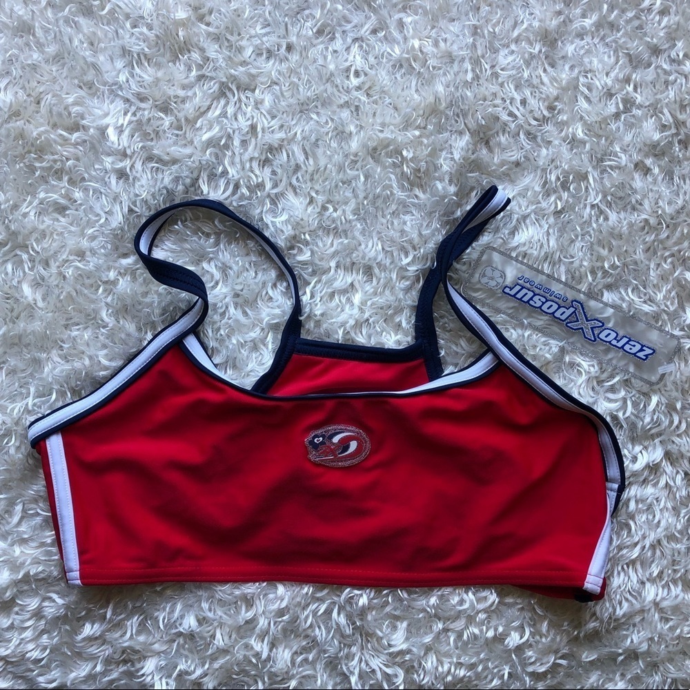 New ZeroXposur Red White & Blue Sports Bra Bikini Top Size 16 Girl